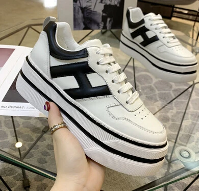 Zapatillas mujer; Новинка года; Цвета: зеленый, нейлон; красивые женские кроссовки на высокой платформе 6 см со шнуровкой; мягкая кожа - Цвет: color 1