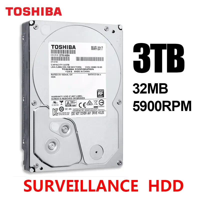 Жесткий диск для видеонаблюдения TOSHIBA внутренний жесткий 1 ТБ 3 4 DVR NVR монитор