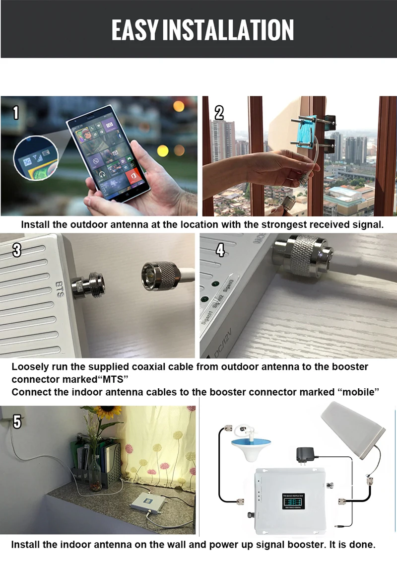2G 3G 4G трехдиапазонный усилитель сотового сигнала GSM900 4G DCS/LTE1800 3g WCDMA2100mhz усилитель сигнала сотового телефона Мобильный gsm ретранслятор