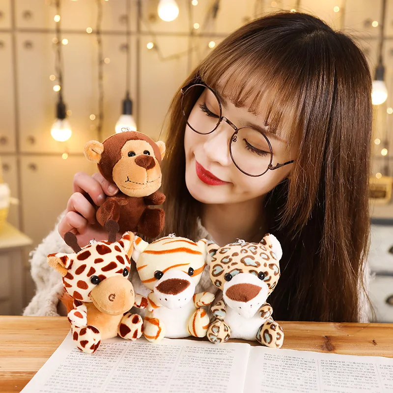 

1PC Cute Stuffed Doll Jungle Brother Tiger Elephant Monkey Lion Giraffe Plush Animal Toy Keychain Best Gifts for Kids