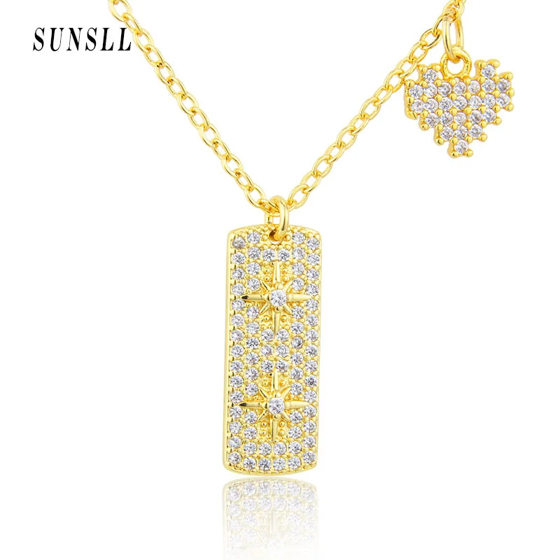 

SUNSLL New Design Hip-Hop Style Awn Star And Love Heart Fashion Necklace Gold-plated Inlaid Zircon Jewelry Gift