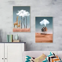 surrealism creativity fantasy house window cloud posters and prints wall art canvas painting pictures for living room home decor