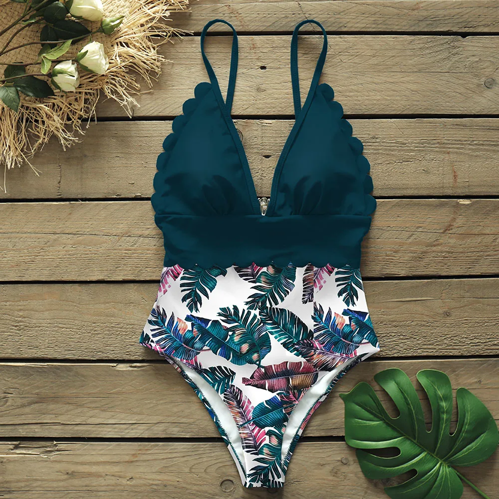 

2021 Sexy One Piece Swimsuits Female Shoulder Floral Women Swimwear Push Up Bathing Suits Bodysuits Beach wear Ruffle Monokini