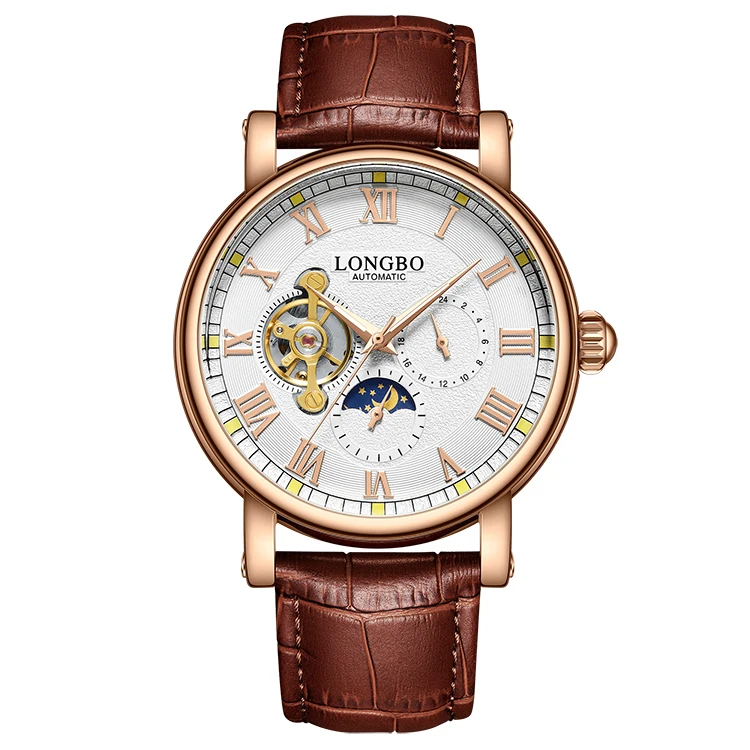 

Longbo 83239 Luxury Fashion Trend Mechanical Watch Leather Band Watches For Men Waterproof