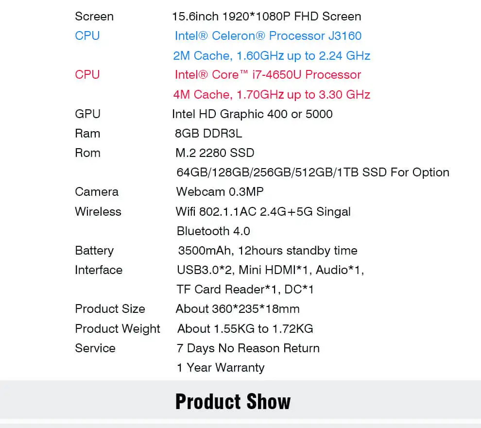 AMOUDO 15,6 дюймовый игровой ноутбук Inel Core i7-4650U 8 ГБ ОЗУ 512 ГБ SSD 1920*1080P FHD Win7/10 ультратонкий ноутбук