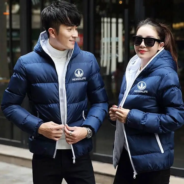 Herbalife зимняя одежда для любовников куртка на молнии толстое хлопковое пальто