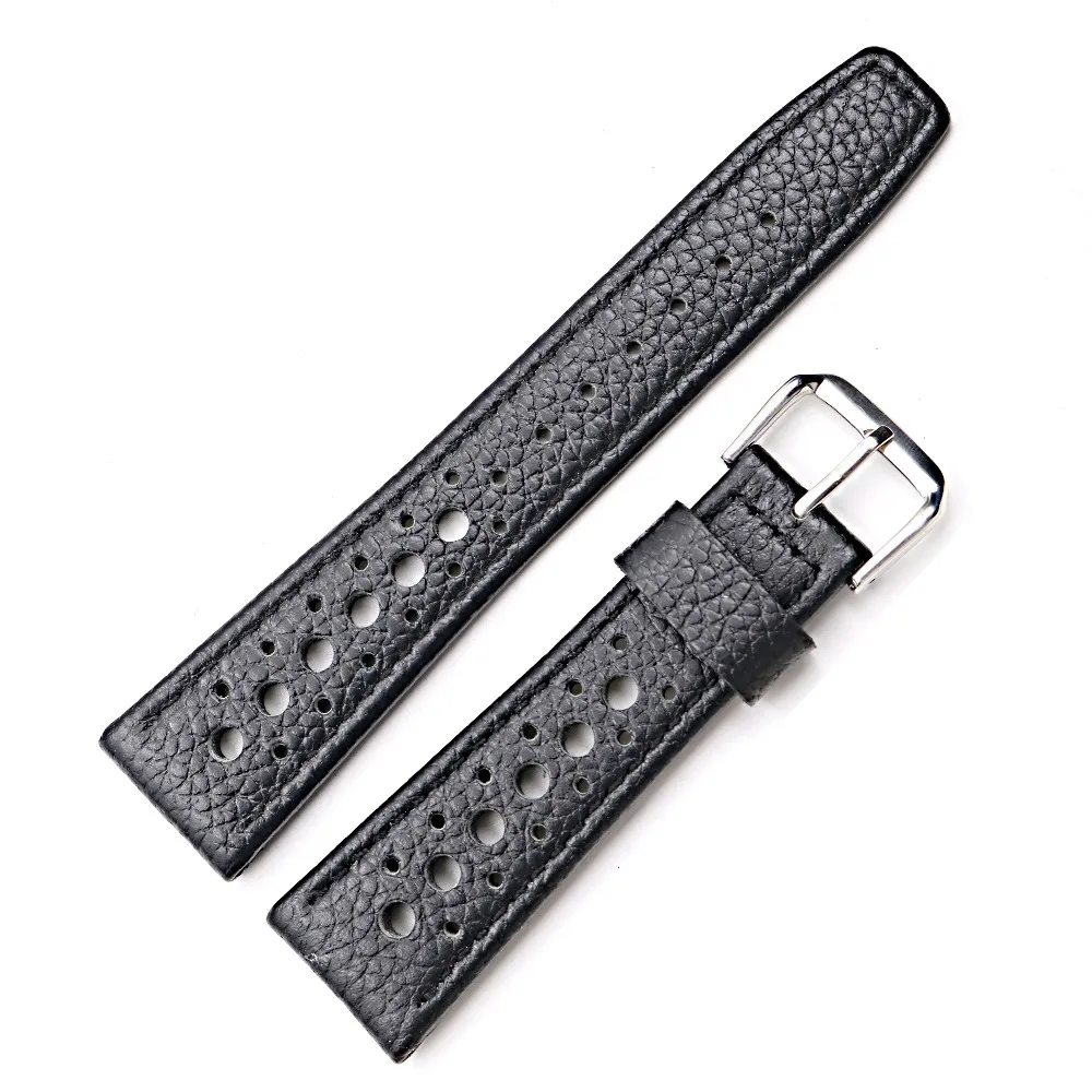 CARLYWET 20 22mm TOPLuxury Real Calf Leather Handmade White Stitches Wrist Watch Band Strap Belt For Rolex Omega IWC Tag Heuer | Наручные