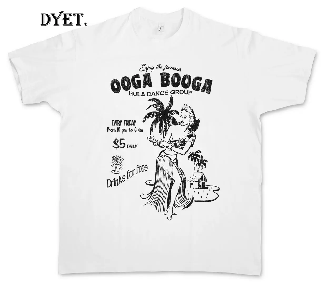 

OOGA BOOGA HULA GIRL T-SHIRT Aloha Island Tiki Strand Restaurant Caribbean Beach Cartoon t shirt men Unisex New Fashion