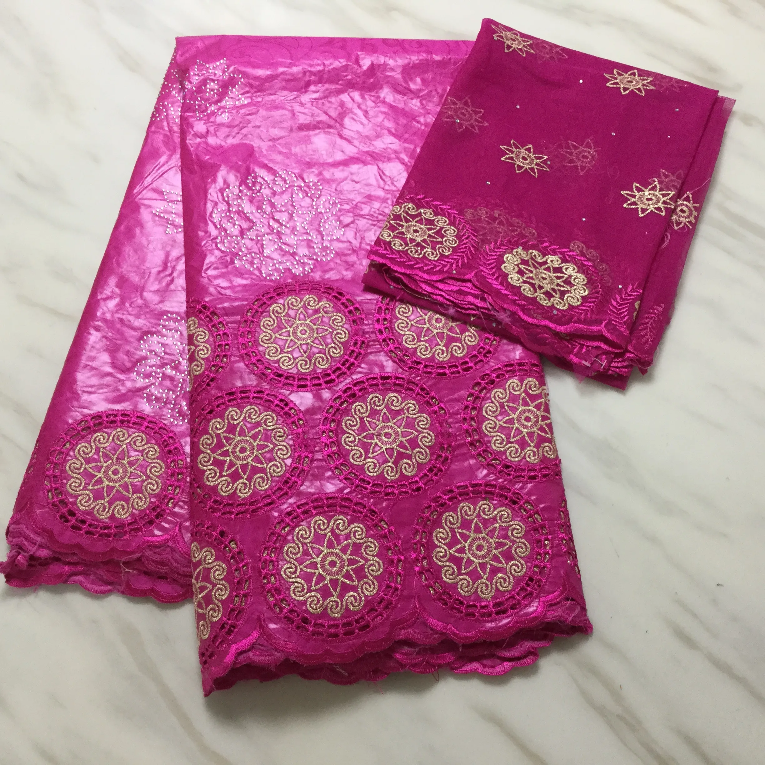 New hot sale African Bazin Riche Getzner Lace Fabric With stone Embroider Tulle for dress 2+5 yards FFP1123 | Дом и сад