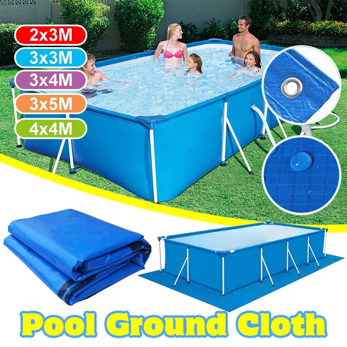 

Hot Sale Large Size PE Cover Cloth Mat Cover frame pool For Outdoor Villa garden Swimming Pool Cover Rainproof Dust Lip Cover
