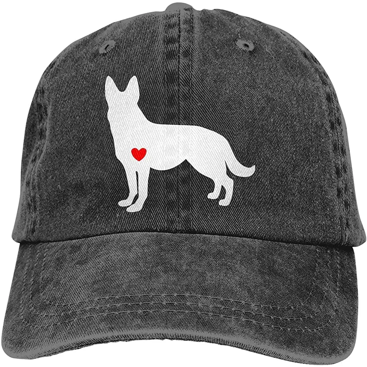 

German Shepherd Dog Vintage Cotton Denim Cap Baseball Hat Black for Outdoor Hiking Unisex Four Seasons