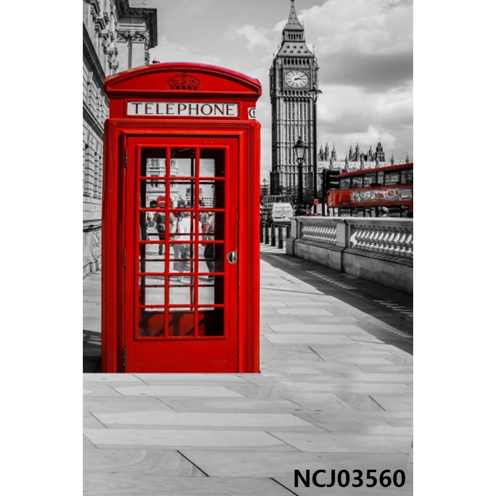 NCJ03560 Laeacco Лондонский уличный телефонный стенд фотографии фоны портретный фотосессия фоны для фотостудии - Цвет: NCJ03560