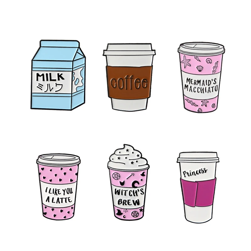 Мультяшная эмалированная булавка иглы молоко мороженое Кофе чашка Милая брошь