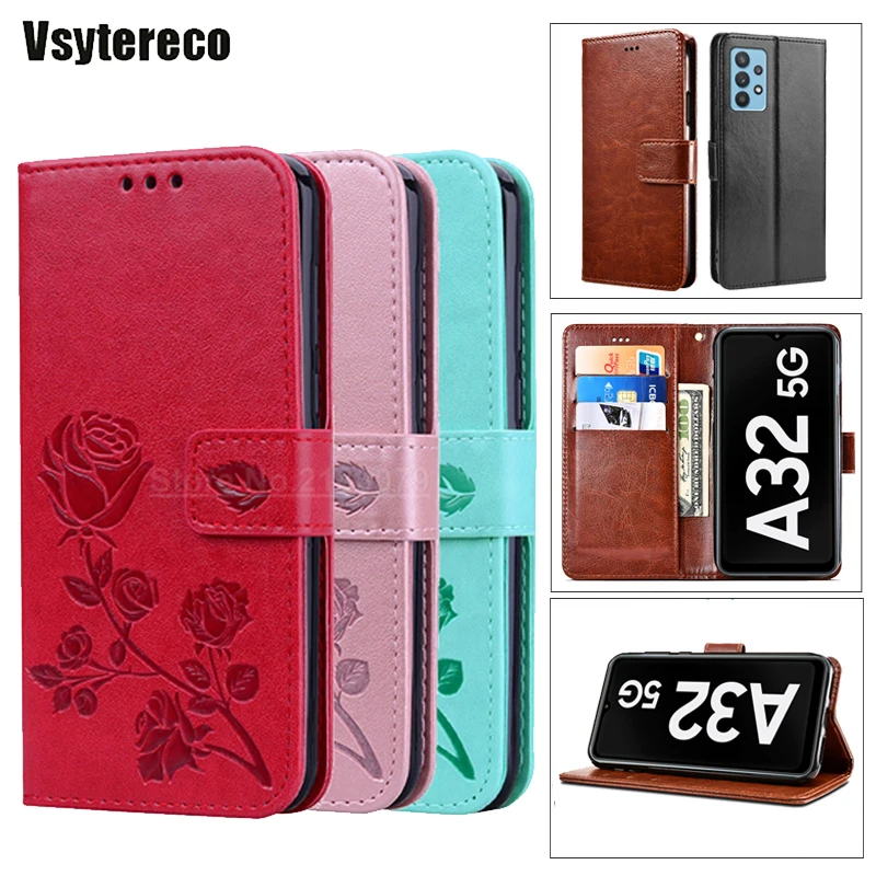 Винтажные короткие ботинки кожаный чехол для Samsung Galaxy A02 A72 A32 A52 4G 5G кошелек женский чехол для Telefoontasje Samsung A32 5G SM-A326B Etui