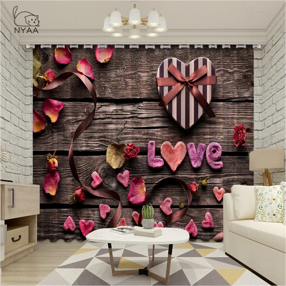 Роскошные затемняющие 3D шторы на окна красная роза для гостиной спальни