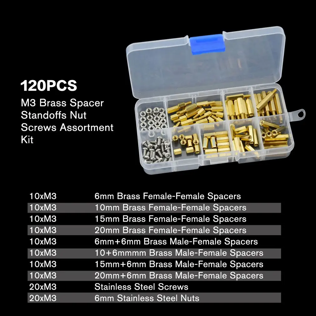 120 шт M3 латунный противостоящий разделитель печатной платы шестигранные винты