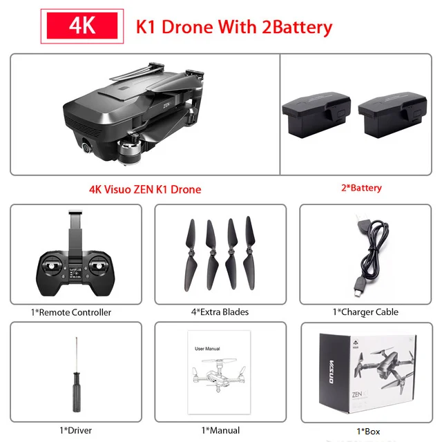 4K 2B Box K1 RC Drone GPS with 4K HD Camera Gesture Control 5G Wifi FPV Brushless Flight Time 28mins Foldable Quadcopter Toy For Kids - Цвет: 4K 2B Box