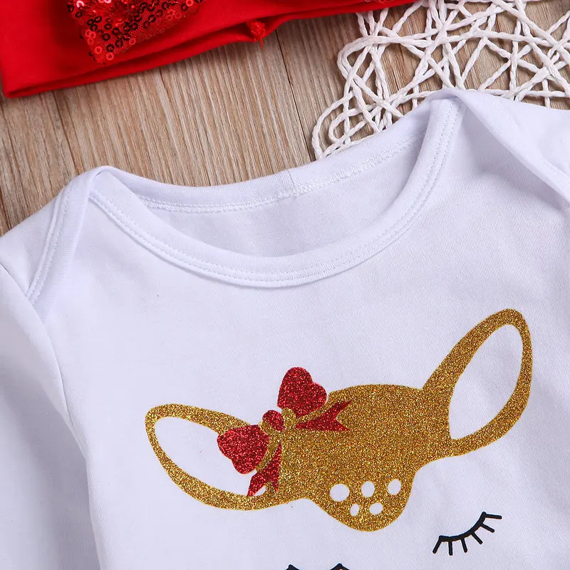My First Christmas Baby Girl 3 шт./компл. повязка на голову с бантом + белый комбинезон длинными