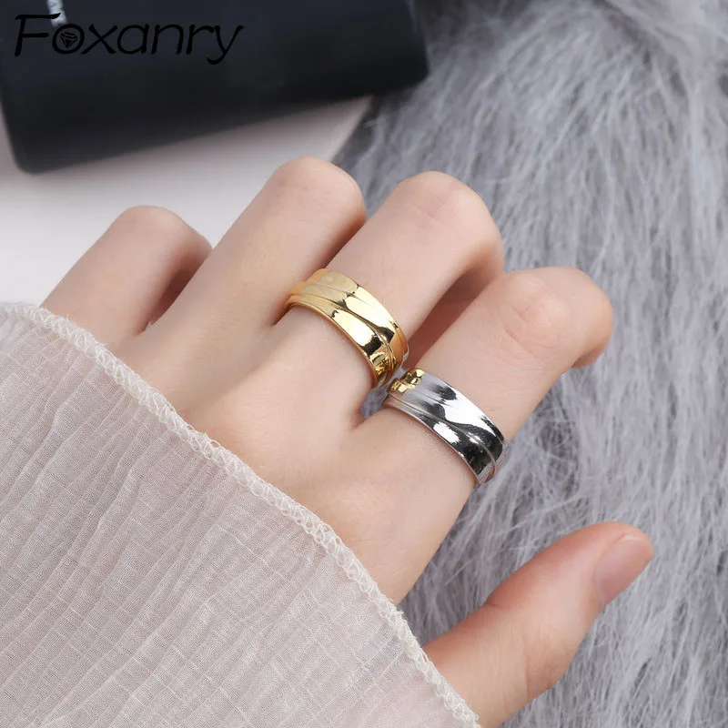 

Evimi 925 Standard Silver Wide Rings for Women Fashion Vintage Simple Design Couple Geometric Birthday Party Jewelry Wholesale