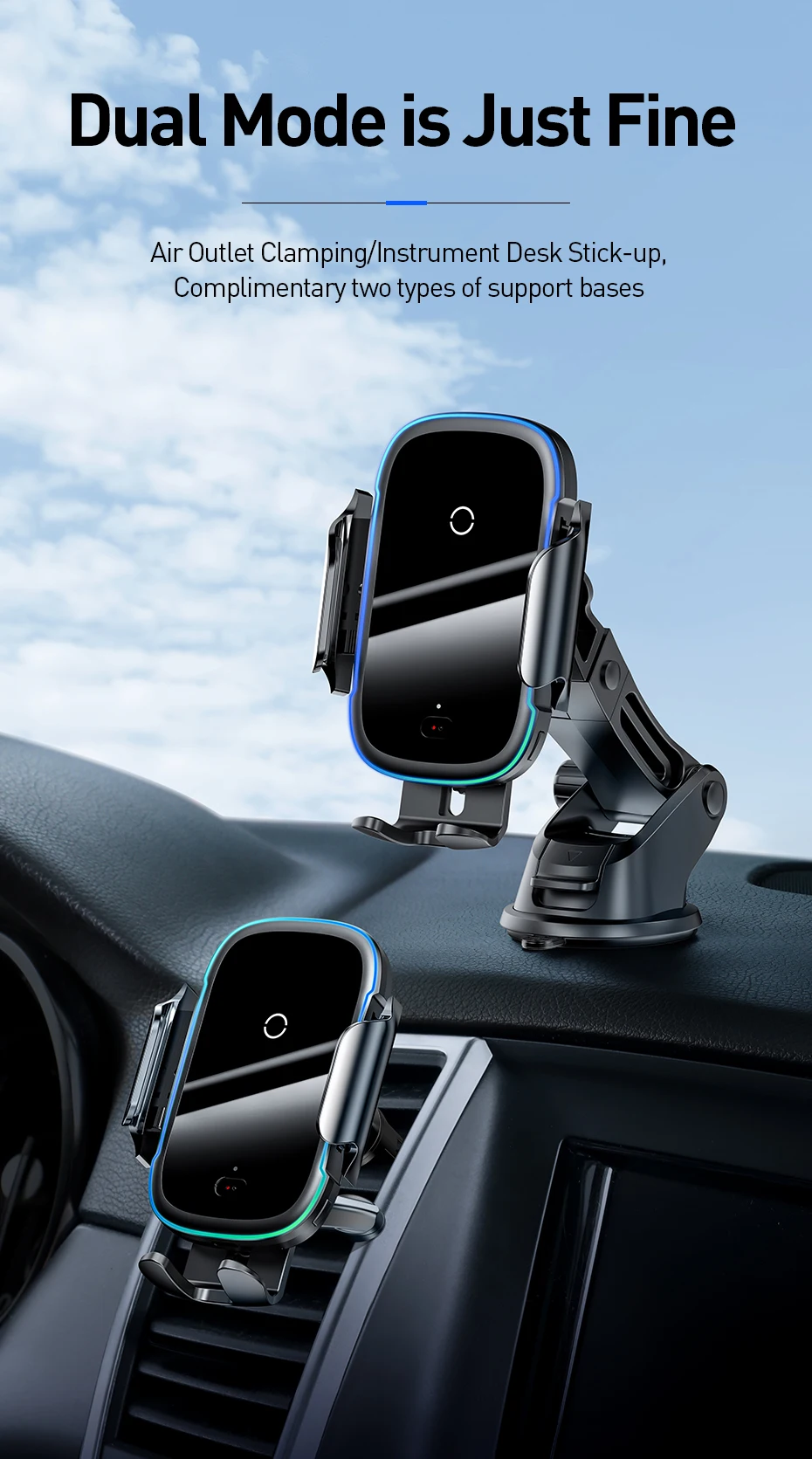 Baseus 15 Вт беспроводное автомобильное зарядное устройство для IPhone 11Pro Samsaung быстрая Беспроводная зарядка интеллектуальное инфракрасное Qi Беспроводное зарядное устройство