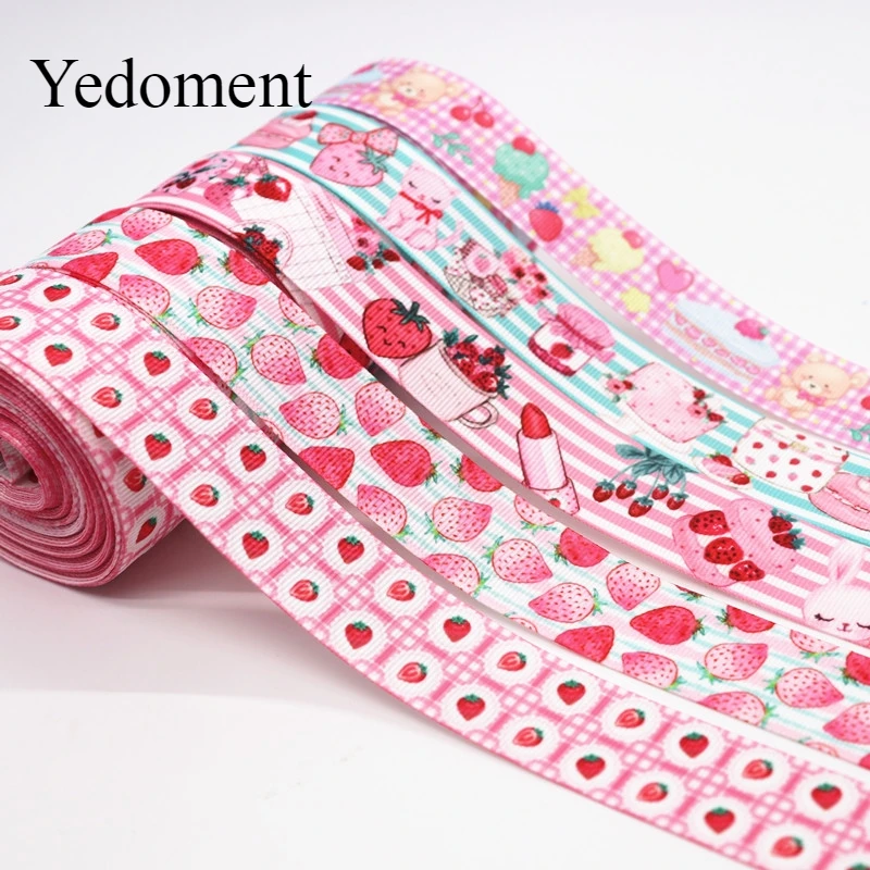10 ярдов Grosgrain лента клубника торт печатная 1 &quot25 мм пробки для бутылок DIY ремесла
