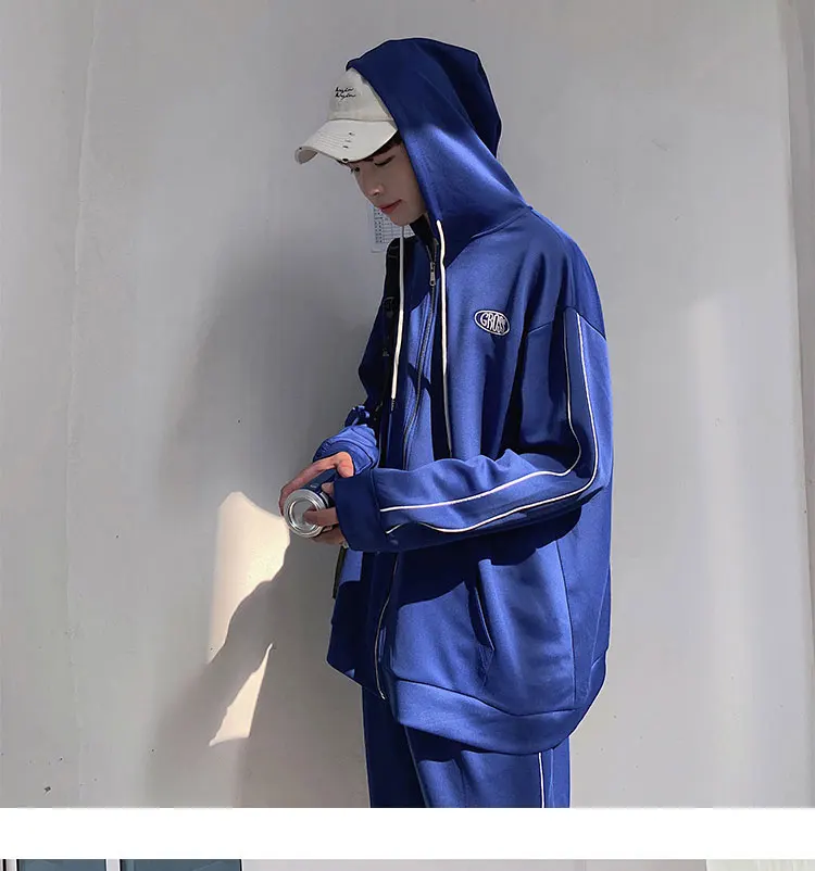 LAPPSTER Tracksuit мужской спортивный костюм осень мужские модные брюки комплект из двух предметов Мужской боковой полосатый Бомбер куртка пальто