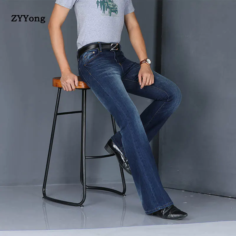 Free Shipping Men's 2020 New Spring Autumn and Winter Wide-Leg Jeans Business Casual Trousers Color Blue and Light Blue Pants