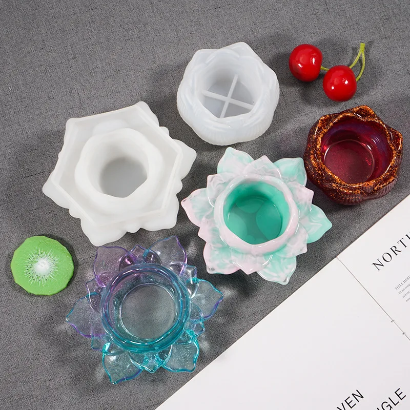 

Новая силиконовая форма 3D Лотос эпоксидная смола форма для коробки хранения орнамент DIY инструмент для изготовления изделий Бытовая свеча ...