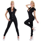 Осенние модные женские джинсовые длинные сексуальное нижнее белье с глубоким v-образным вырезом джинсовые комбинезоны пуговицы цепи черный Комбинезоны женские комбинезоны с KH819734