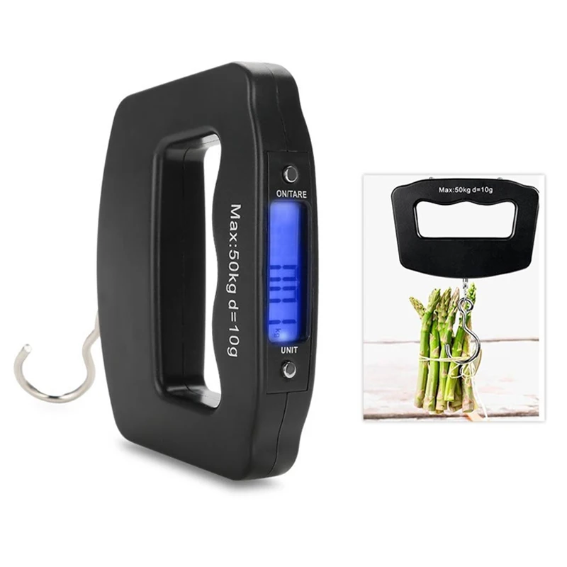 

Портативные цифровые весы, дорожный инструмент для взвешивания багажа, электронные ручные подвесные весы с подсветкой, 50 кг/10 г