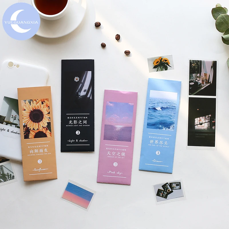 

Наклейки YueGuangXia в виде подсолнуха, розового неба, теней, канцелярские принадлежности, флаг, креативная пуля, дневник, скрапбукинг, декоратив...