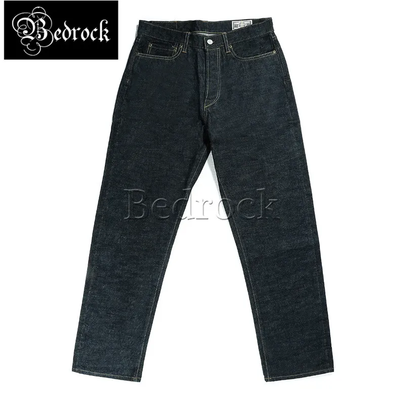 New 15oz heavy primary color red line denim jeans men's casual cow-raising straight-leg pants