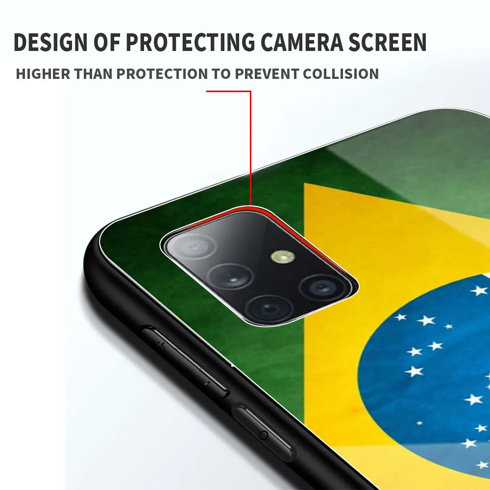 

Brazil Flag National Emblem Phone Case for Samsung Galaxy A50 A51 A70 A71 A10 A20 A30 A40 A11 A21 A31 A41 Tempered Glass Cover