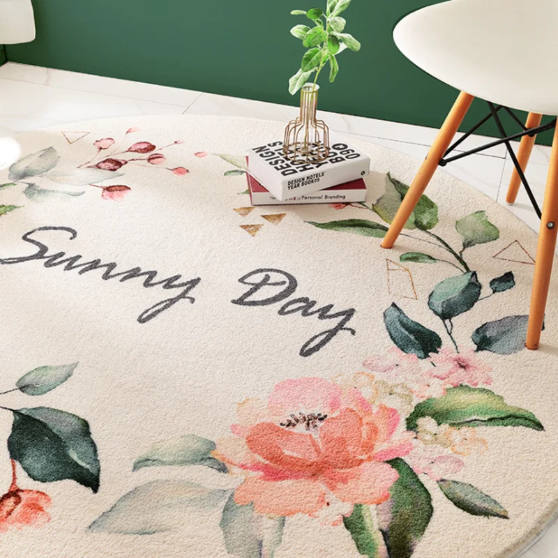 Koop Amerikaanse Land Stijl Ronde Tapijt Slaapkamer Kinderen Opknoping Mand Stoel Sofa Antislip Vloermat Schoonheid Bloem Home Decor Karpetten