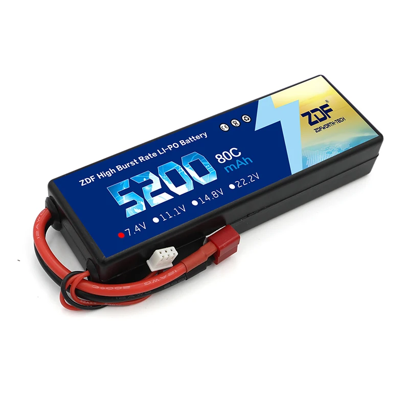 ZDF Lipo Аккумулятор 7,4 V 11,1 V 14,8 V 5200mah 6200mah Hardcase 2S 3S 4S 80C 160C 1/10 1/8 весы для Traxxas Slash 4x4 RC автомобилей лодки