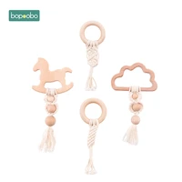 bopoobo 1pc beech wooden horse clouds teether crochet wood beads diy wood jewelry making tassel pendant baby cart accessories
