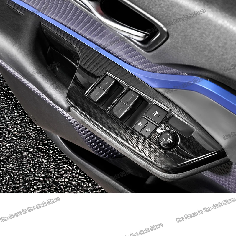 

lsrtw2017 car window control panel trims for toyota 2017 2019 2018 2020 CHR abs carbon fiber c-hr accessories
