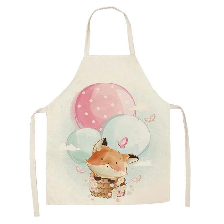 Льняные Кухонные фартуки унисекс с принтом животных оленей черепахи панды