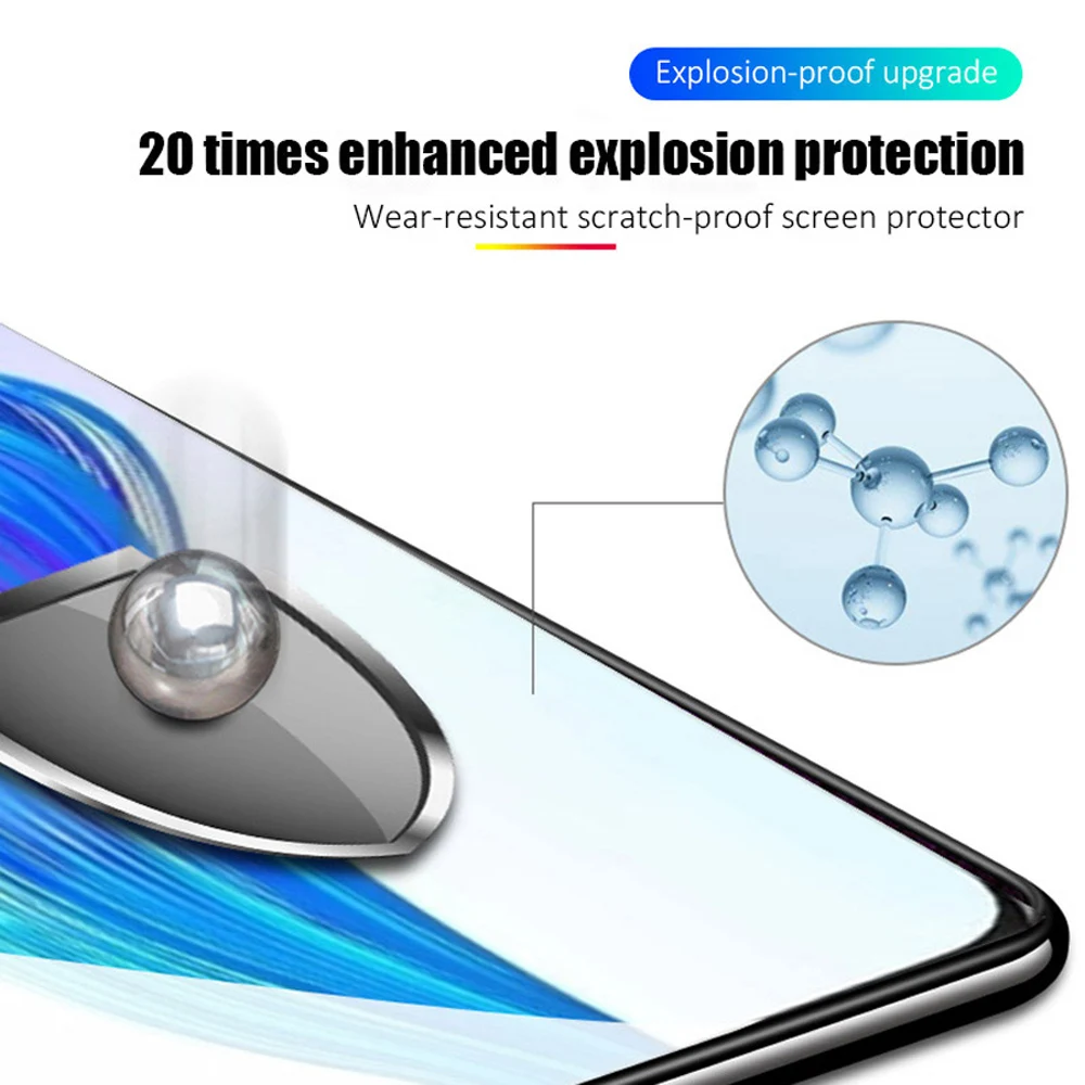 Защитное стекло закаленное 3 шт для Realme Q2 Pro Q2i 9D черная Защита экрана C11 C3 C15 C2 V3 V5 -