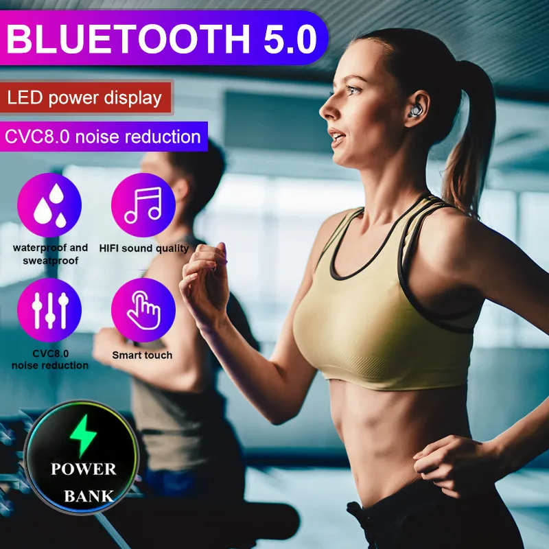Bluetooth V5.0 наушники беспроводные стерео Спортивные Беспроводные наушники-вкладыши