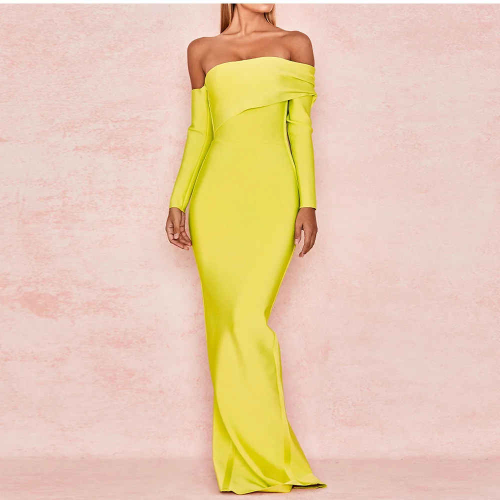 Женское платье макси с открытыми плечами и вырезом лодочкой женское облегающее