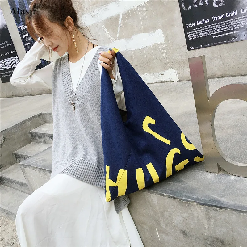 Особая Женская Холщовая Сумка Alasir с надписью сумка на плечо модный большой