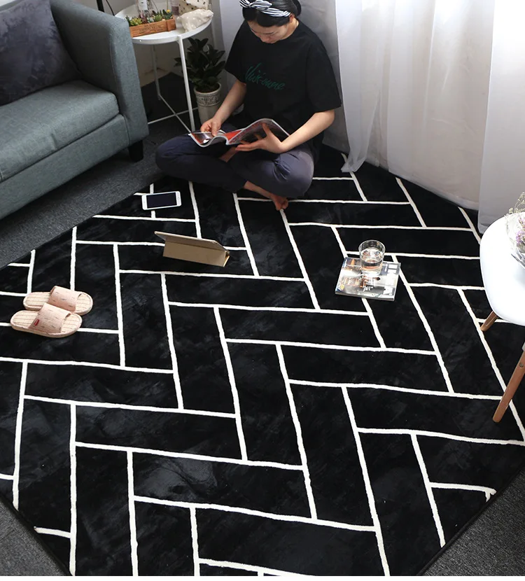 Скандинавский мягкий декоративный ковер прикроватный журнальный столик для