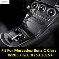 central control gear shift box frame panel cover trim carbon fiber accessories for mercedes benz c class w205 glc c253 2015 2021