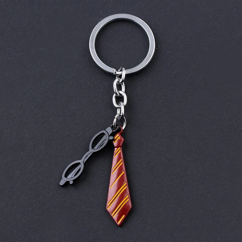 

HP Potters Jewelry Fashion Tie Eyesglass Pandent Key chain For Men Cosplay Party Supply Keychain Keyrings