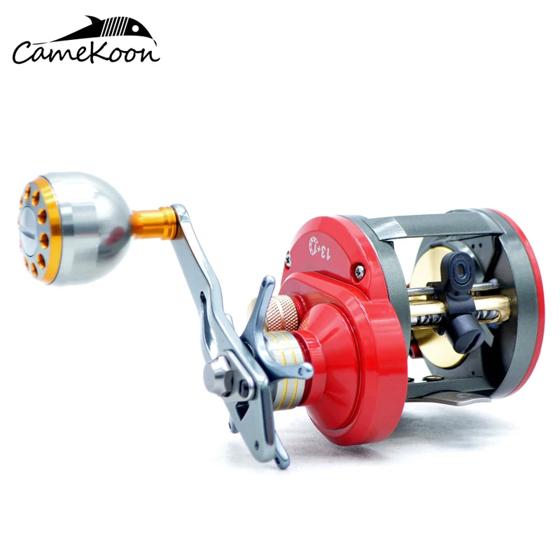 CAMEKOON cast drum wheel centrifugal brake 7:1 high gear ratio 13+1 ball bearings right left hand round baitcasting fishing reel