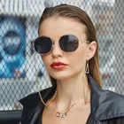 Солнцезащитные очки женские, квадратные, металлические, с цепочкой, 2021