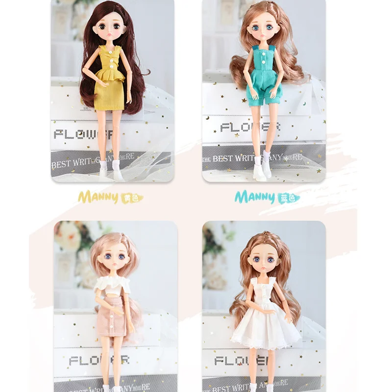 

New Edition 11 Joint Moveable Body 26cm 1/6 Doll Purple Brown Eyes with Fashion Clothes Shoes Style Dress Up Baby Dolls DIY Toy