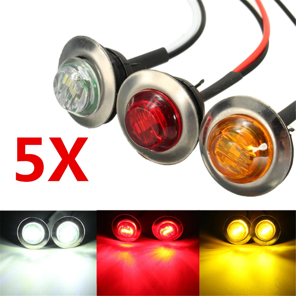 5 шт 12В Круглый Светодиодный Боковой габаритный фонарь поворота светильник