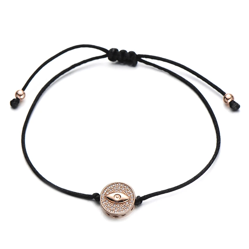eye rose gold Pipitree Фианит, циркон, Кристалл Круглый браслет в форме сердца глаз бабочка цветок Шарм красные нитяные браслеты для женщин ювелирный подарок для возлюбленных - Окраска металла: eye rose gold